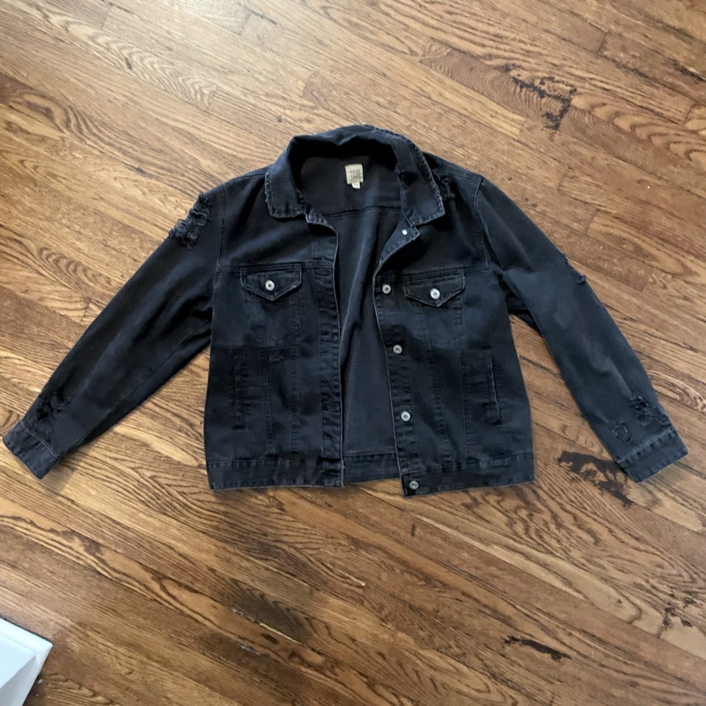 True Craft Distressed Black Denim Jacket